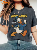 Disney Mickey Mouse & Donald Duck T Shirt Vintage Women's Men Cotton Tee Short Sleeve Oversized Couple Top Streetwear Casual