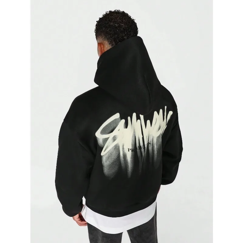 

Men's and Women's Streetwear Graffiti Print Premium Hoodie Oversized Sweatshirt Kangaroo Pocket Autumn and Winter Casual Wear