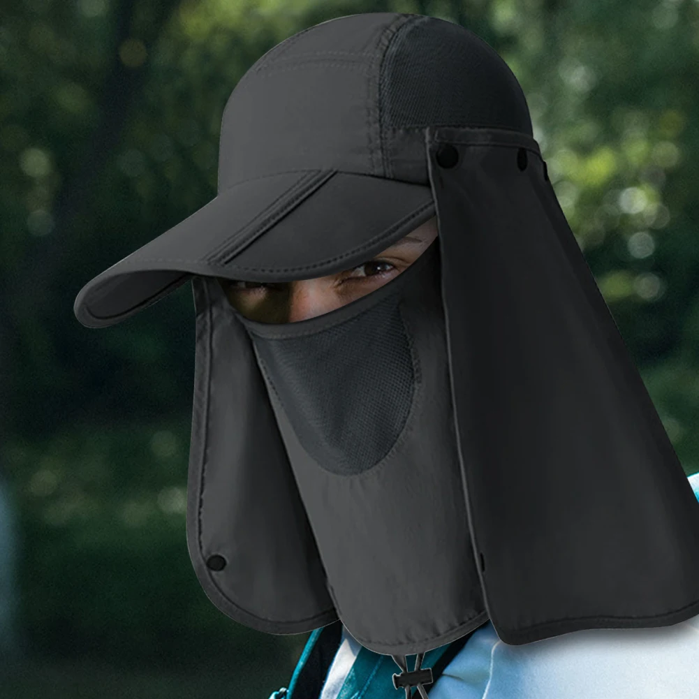 Unisex Outdoor-Angelhut, UV-Schutz, Hals- und Gesichtsklappenhut, atmungsaktiv, abnehmbarer Sonnenschutzhut, schnell trocknend, zum Reiten, Angeln