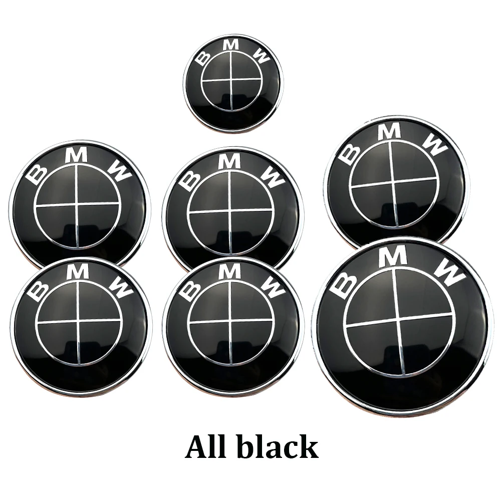 7 Piezas de Emblemas para Capó, Parte Delantera y Trasera del Maletero para BMW, Logotipo Original Totalmente Negro E36 E46 E53 E90 E60 E93 E87 G01 G20 X3 X5 F30 F20 X6
