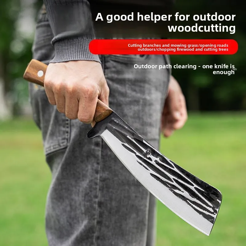 Hand Forged Thickened High Manganese Steel Machete Outdoor Camping Cutting Trees Firewood Chopping Bones