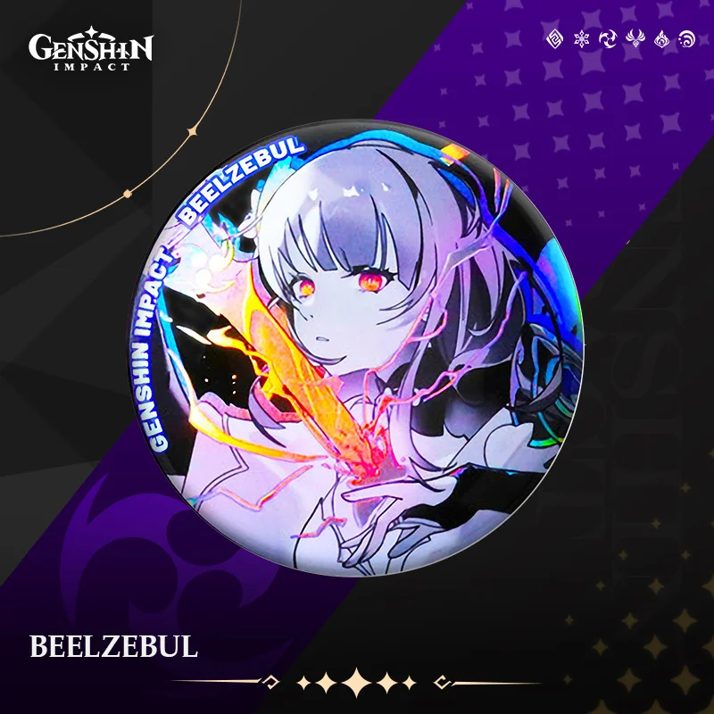 1PC Anime Game Genshin Impact Xiao Beelzebul Venti Frosted Fine Flash Badges Brooches Knapsack Clothes Scarves Pins Decorations