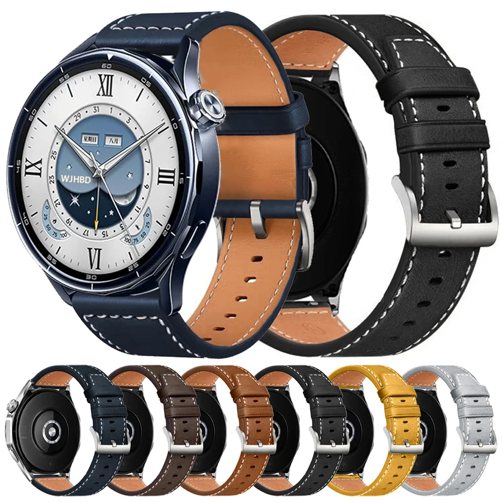 Pulseira de Couro Macio de 22mm para Xiaomi Watch S5 46mm S4 S3 S2 S1 Active/Mi Watch 5 2 Pro Color 2, Substituição de Pulseiras para Smartwatch