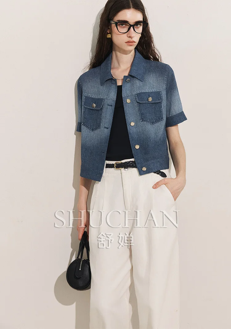 

Summer New Japanese Triacetic Acid, Pioneer Digital Printing, Tooling Style Short Shirt C37095 Blusas Femininas Com Frete Gratis