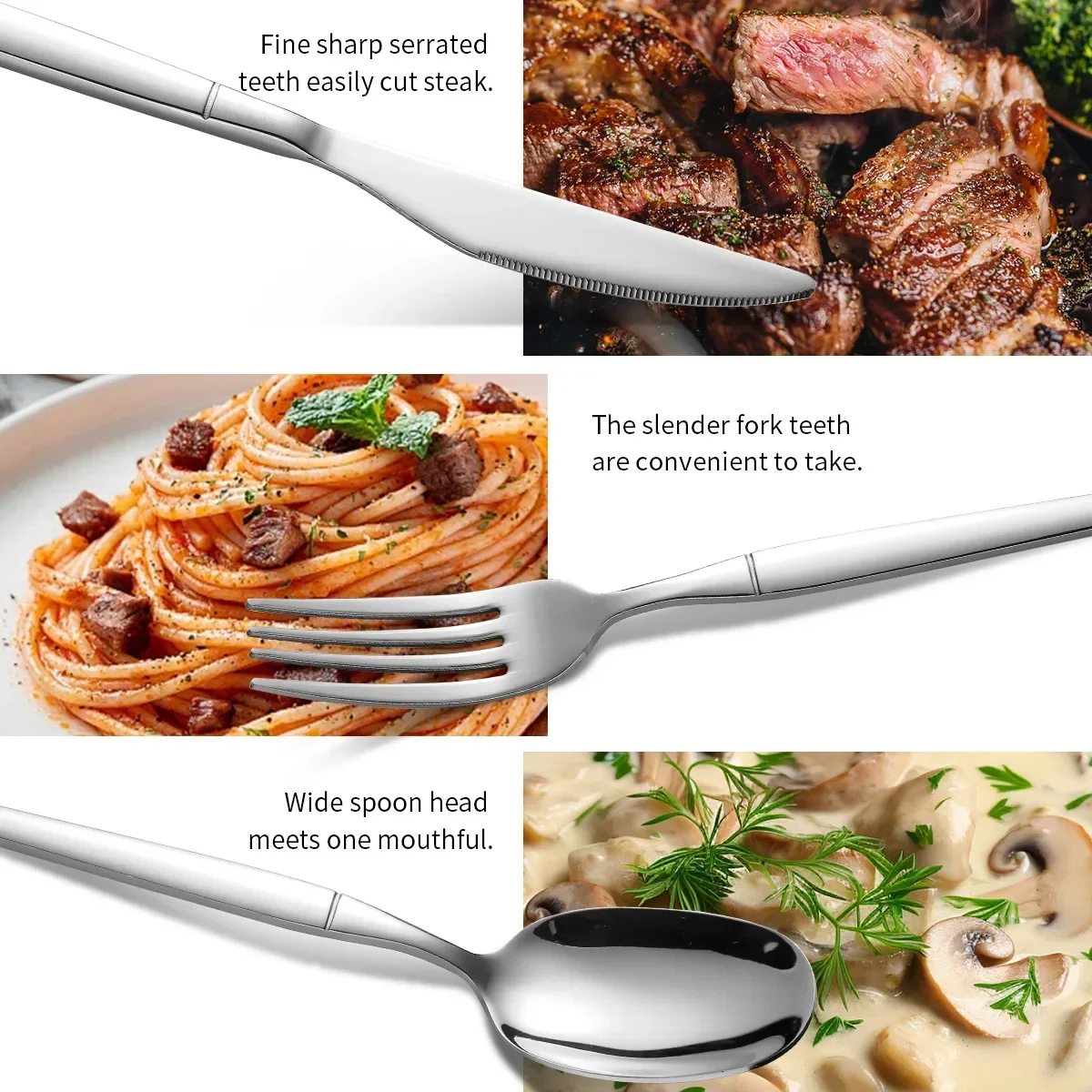 24pcs Dinnerware Set Dinner Knife Fork Spoon Tableware Stainless Steel Flatware Silverware Wedding Hotel Glossy Black Cutlery