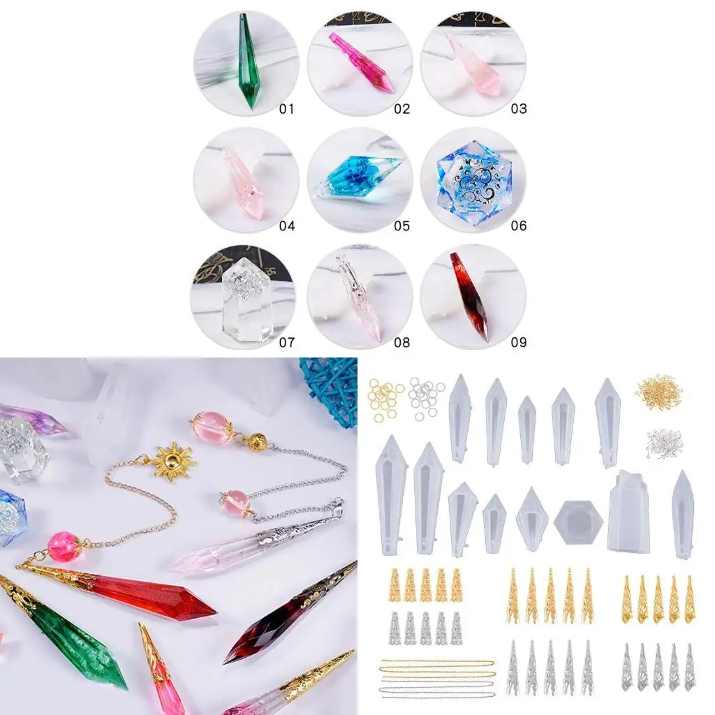 1 Set Crystal Epoxy Resin Mold Pendulum Casting Silicone Mould Handmade DIY Crafts Earring Necklace Pendent Making Tools