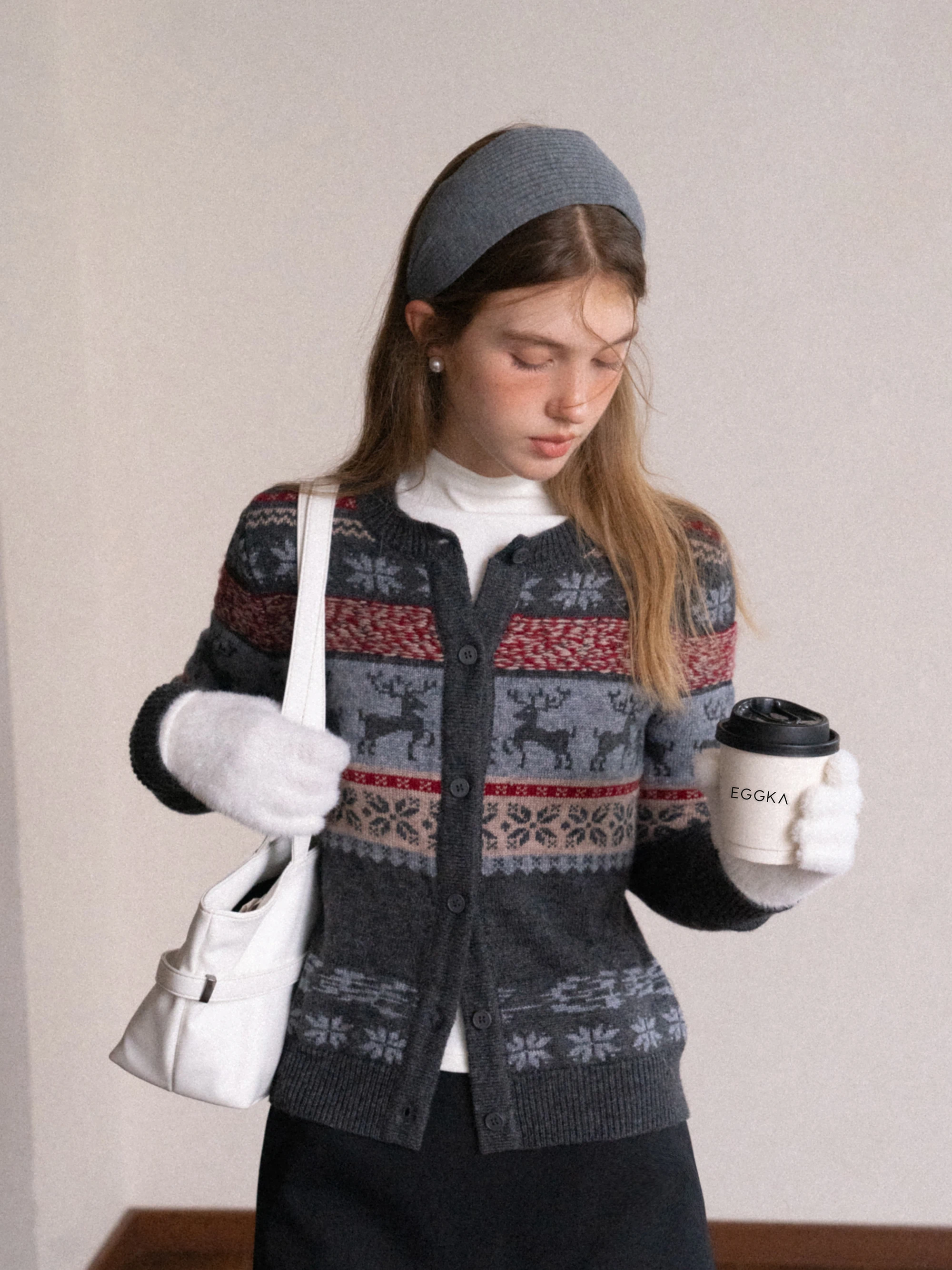 

Винтажный вязаный открытый кардиган Eggka Fair Isle, женский осенне-зимний круглый топ Ne Ele для поездок на работу