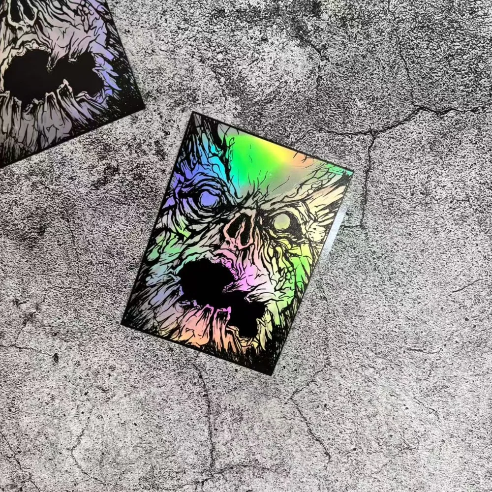 

1 шт. голографические наклейки с черепом, красочные самоклеящиеся виниловые наклейки для автомобиля, ноутбука, водонепроницаемые, прочные, в художельном стиле
