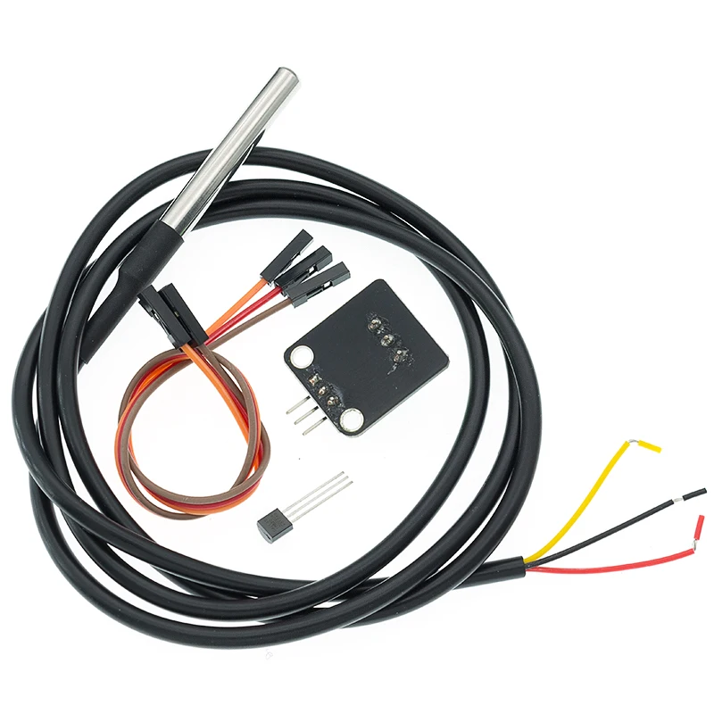 DS18B20 Temperature Sensor Module Kit Waterproof 100CM Digital Sensor Cable Stainless Steel Probe Terminal Adapter For Arduino