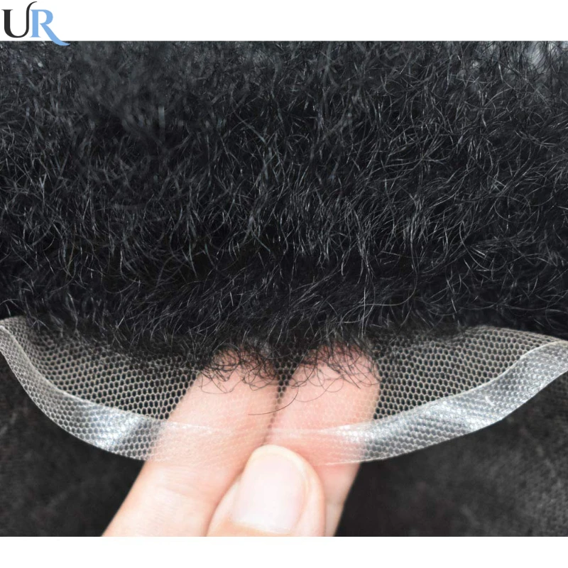 Full Lace Toupee For Men Systems Unit 12mm Afro Curly Men\'s French Lace Base Wig Breathable Male Capillary Prothesis Hair