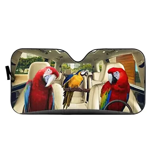 Funny Parrots Windshield Car Sunshade Parrot Windshield Sun Shade Bird Covers for Cars Folding Block UV Rays Sun Visor Protector