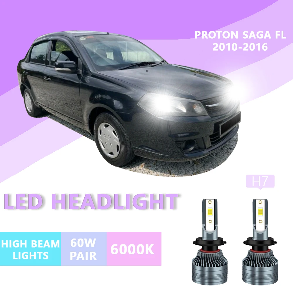 

2PCS FOR proton saga FL/FLX 2010-2016 6000k H7 Super Bright Hi/Lo Beam Headlamp Lampu LED Headlight Bulb White Light
