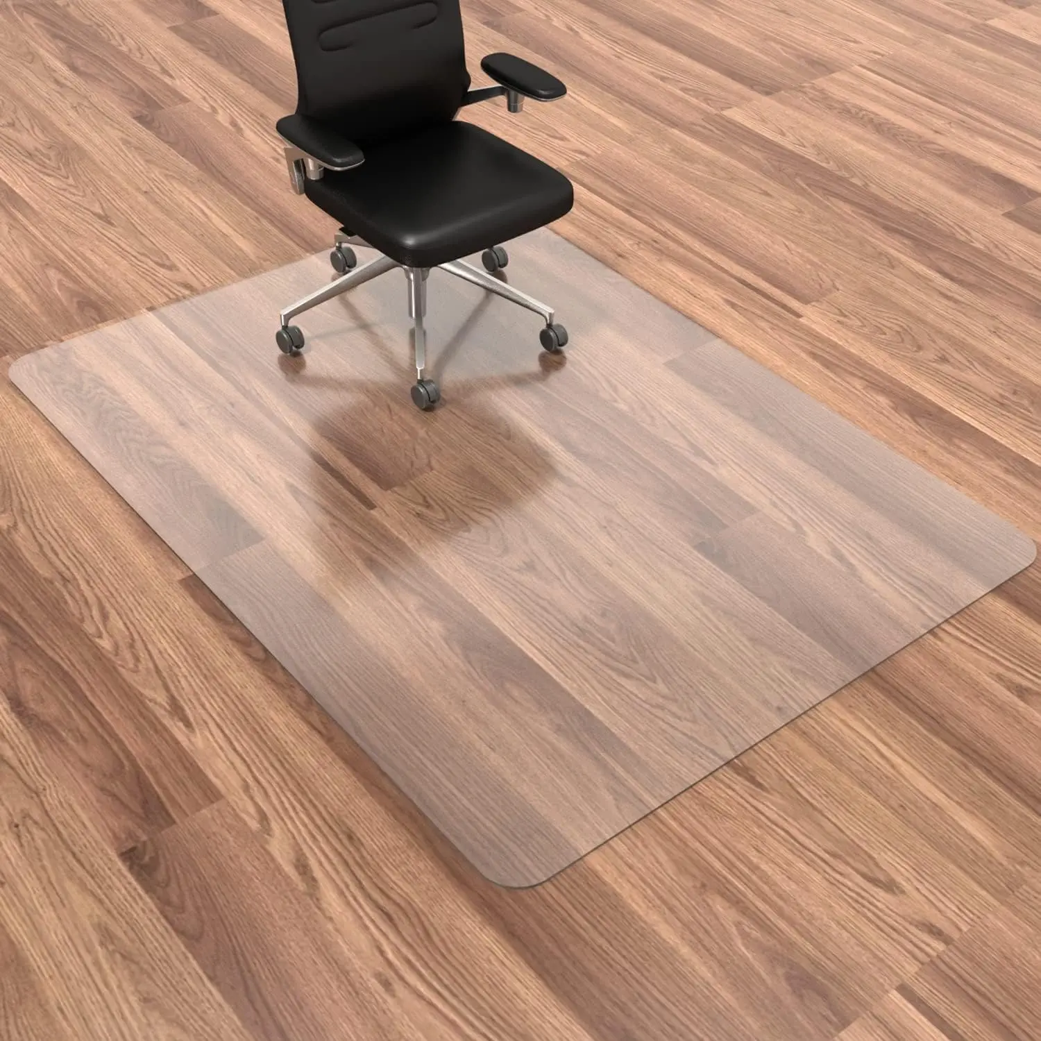 46x60 Inch Clear Vinyl Chair Mat for Hardwood Floors - Protects Floor & Casters, Easy Glide, Non-Curl Design