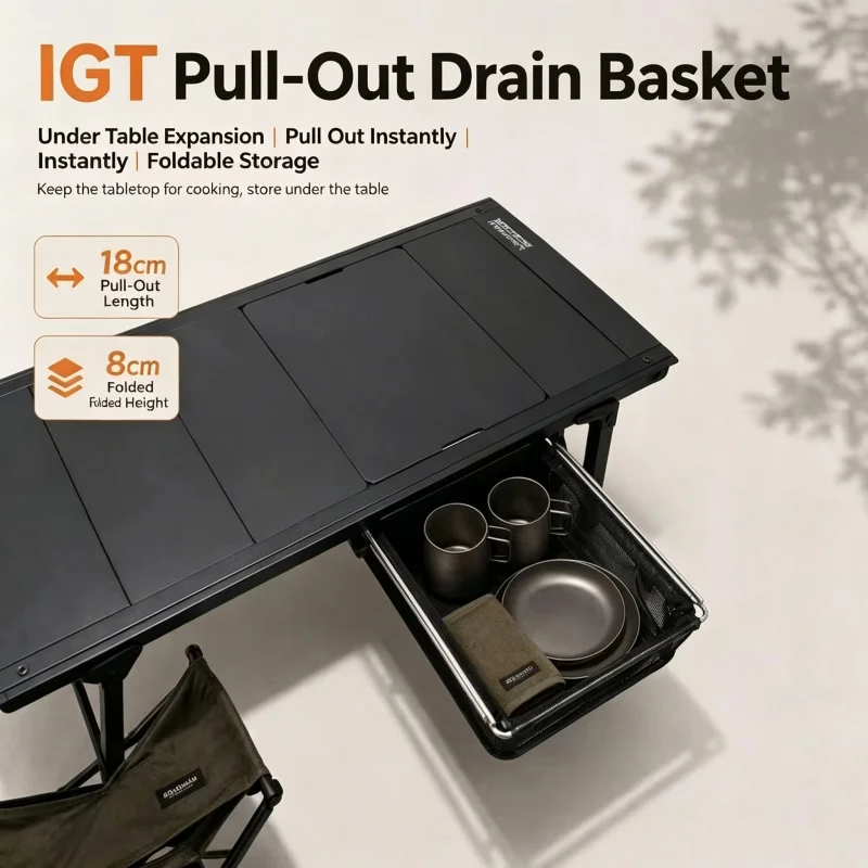 Tryhomy IGT Pull-out Drain Basket Outdoor Unit Camping Foldable Basket Foldable Mesh Bag IGT Table Accessories