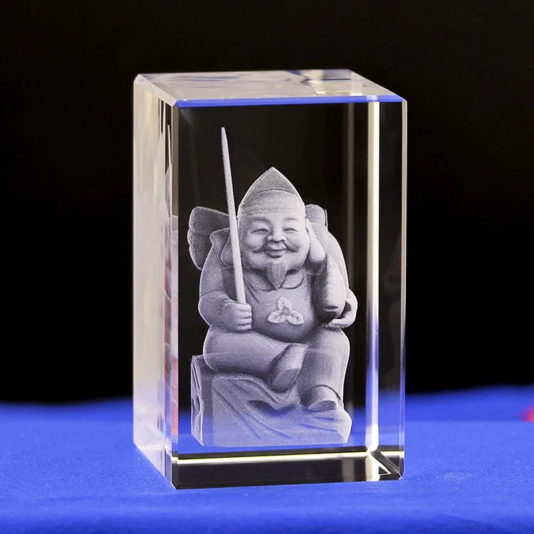 Efficacious HOME family Talisman-Japan Money Drawing Martial god of wealth Ebisu GOD Japan Buddha Figurine 3D Crystal statue