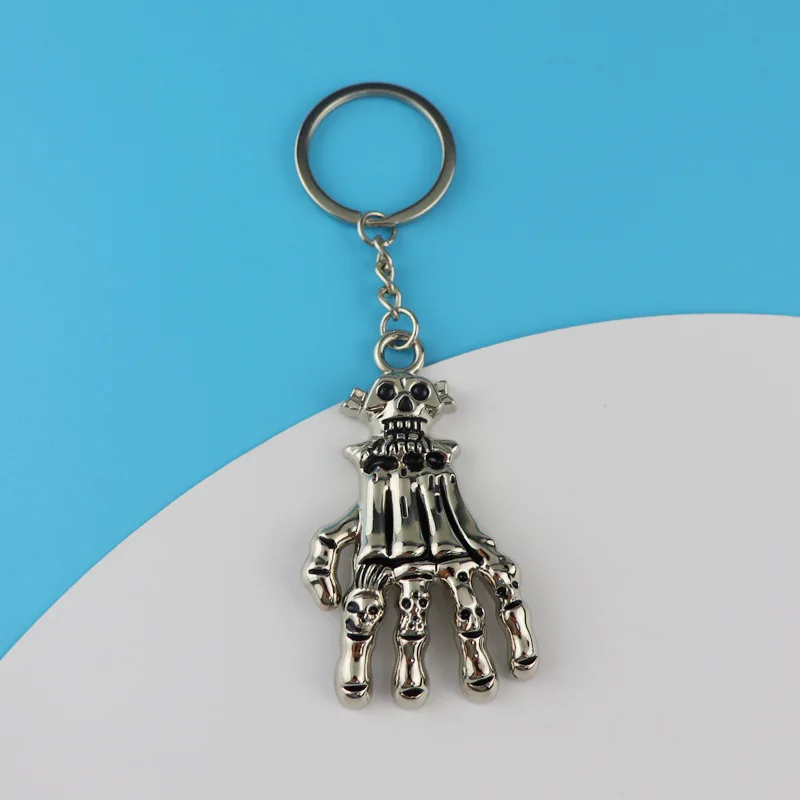 Skeleton Hand Silver Color Pendants Men Jewelry Car Key Chain Ring Holder Souvenir For Gift