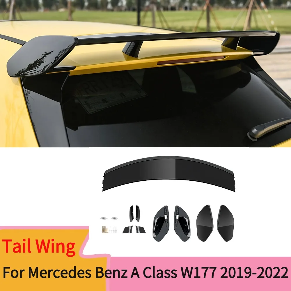 For Mercedes Benz a Class W177 A180 A200 A220 A260 Gloss Black ABS Rear Roof Spoiler AMG Tail Wing Body Trim 2019-2022