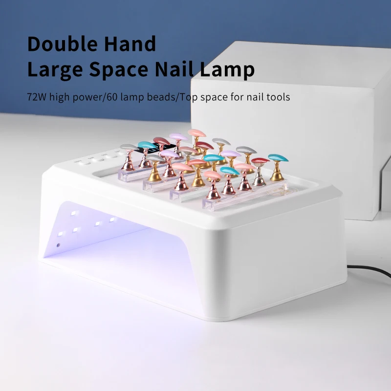 Nieuwe 72W nagellak drooglamp 72W nagellak drooglamp drogen voor nail art twee handen armsteun kussen secadora uv led nagellamp voor nagels gel polish drooglamp intelligente sensor manicure salon tools