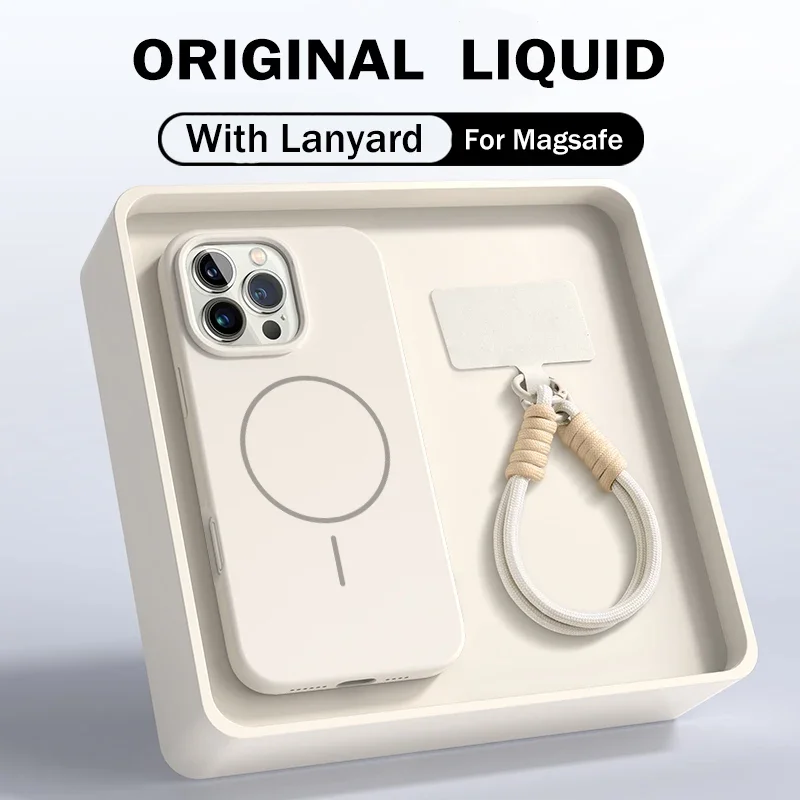 Official Liquid Silicone Lanyard Strap Rope Case For iPhone 