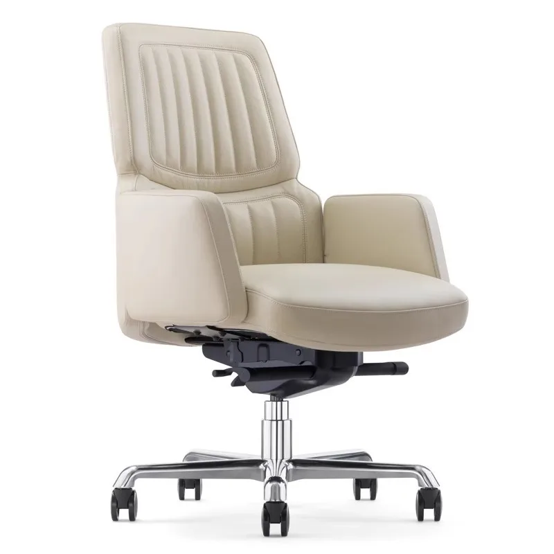 Silla de oficina presidencial de lujo estable y gruesa, silla frontal de negociación para reuniones de negocios, silla de cuero de elevación para estudio en casa