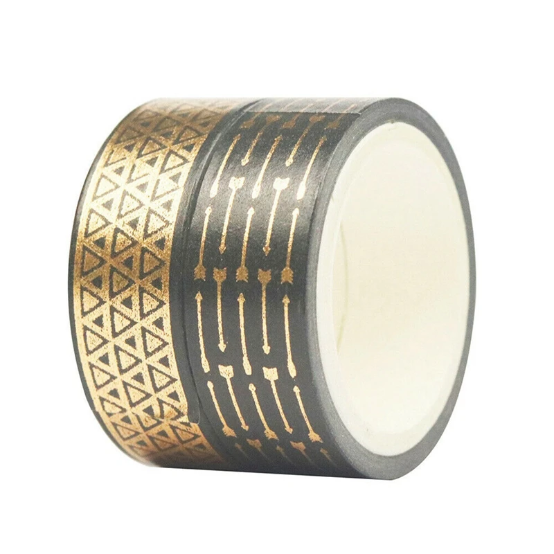 20 Rolls Black Gold Foil Washi Tape Set Paper Scrapbooking Adhesive Masking DIY