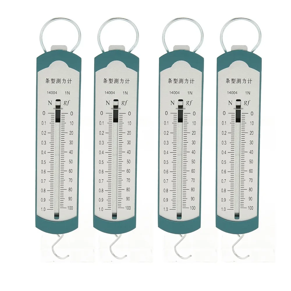 4pcs Polymer Shell Spring Dynamometer Metal Spring Clear Scale Mark Lab Force Gauge Multi Range 1N 2.5N 5N Rectangular Shape
