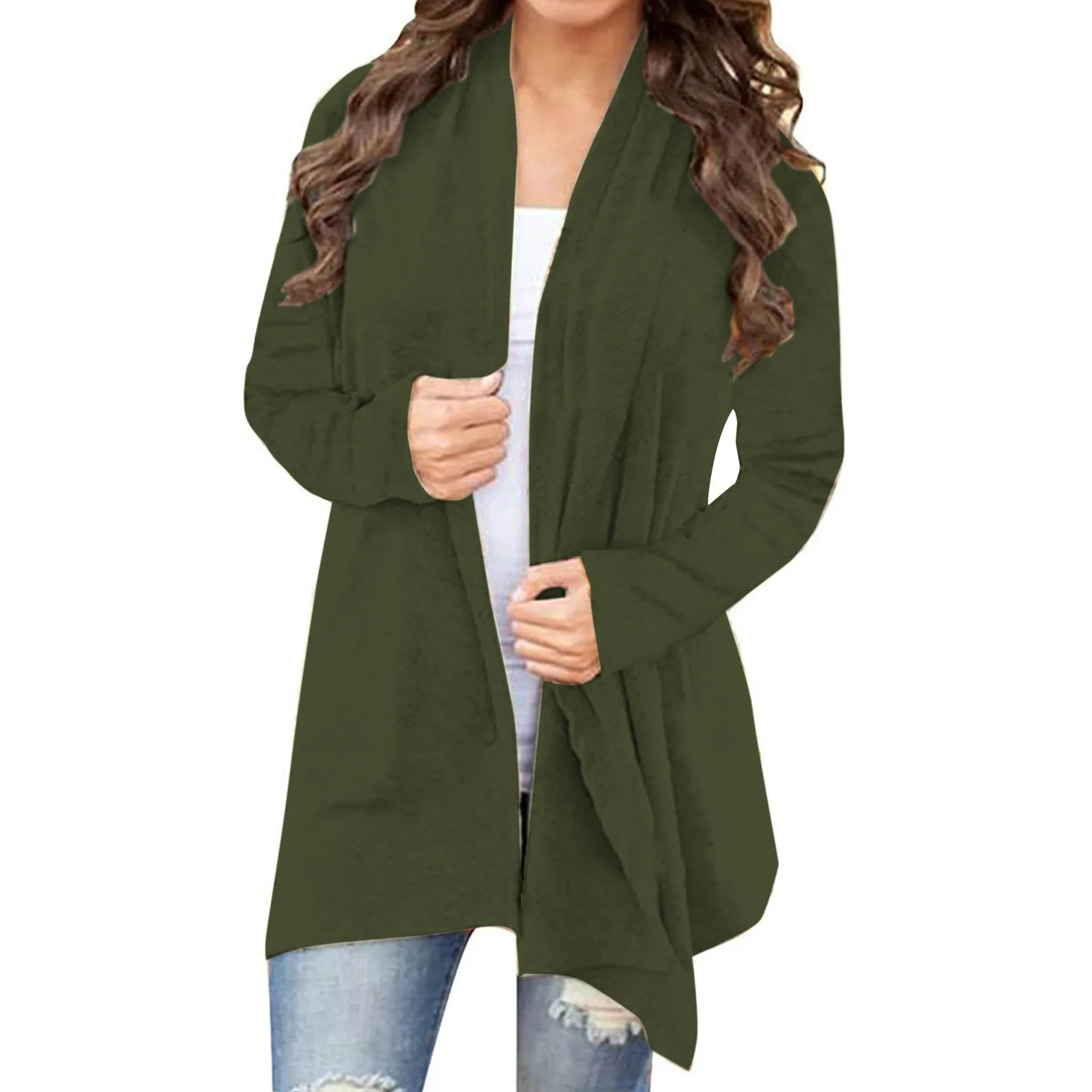 

Long Sleeve Cardigan For Women Solid Color Fall Open Front Cardigan Lightweight Cardigans