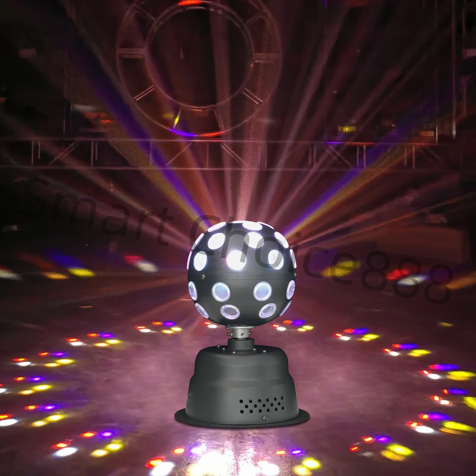 

30W LED Stage Disco Light Rotating DJ Ball Remote Control Strobe Light 9 LED Colors Christmas Party Club Show Lamp Metal Black