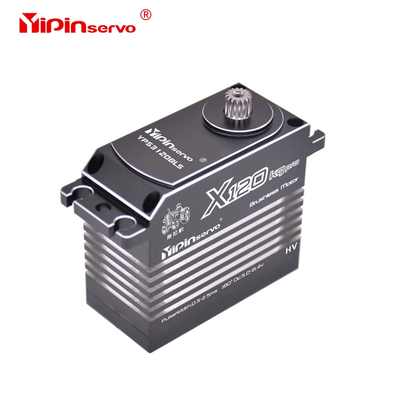 YIPIN120KG Large Torque High Voltage CNC Aluminium Shell Metal Gear Brushless Waterproof 1/6 Scale Giant Servo for Large Models