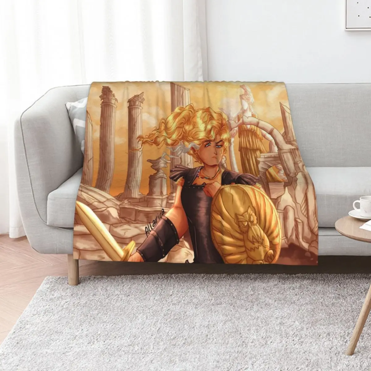 Annabeth Chase Gold Throw Blanket Multi Purpose Soft Warm Blanket for Home Travel