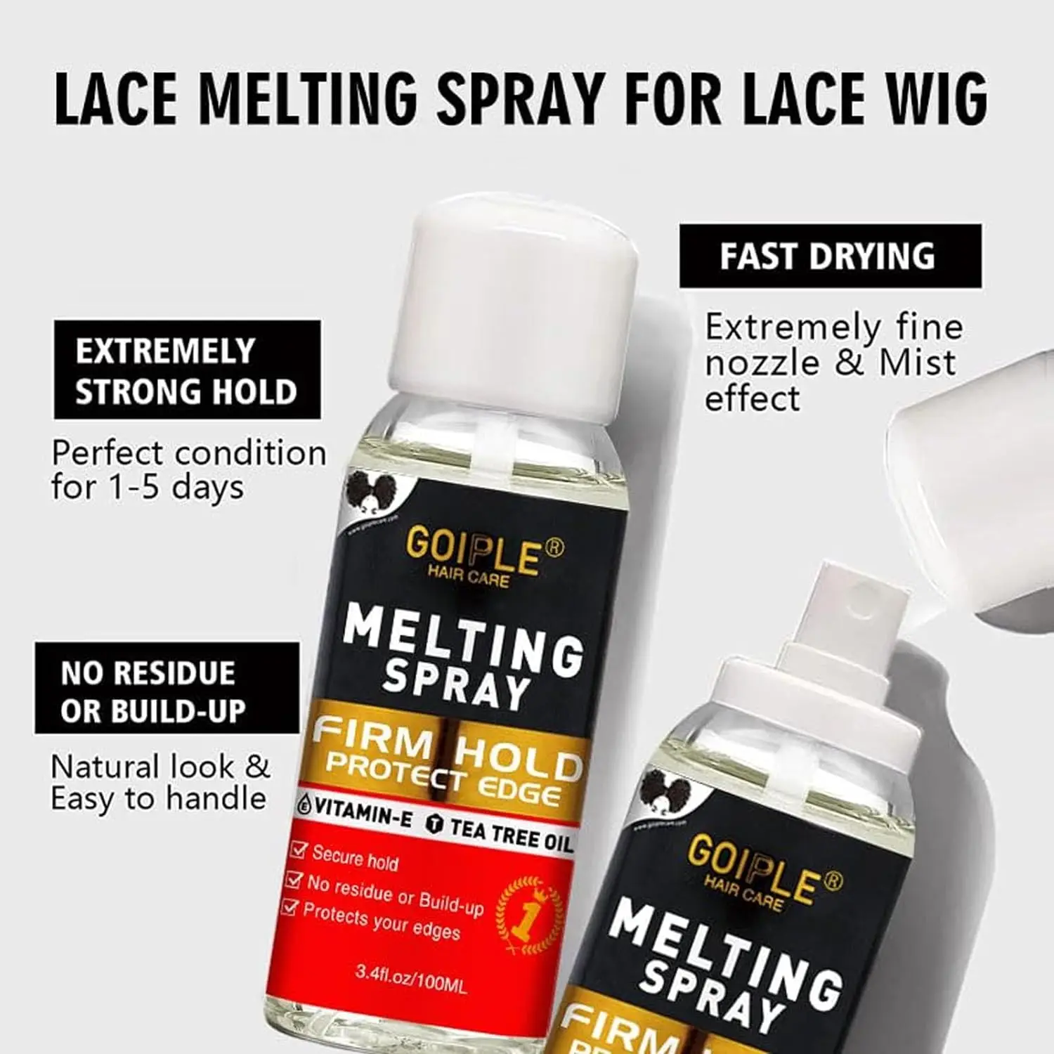 Kit Spray Sciogli Pizzo Goiple con Colla per Parrucche e Cera per Capelli in Stick, Tenuta Forte Impermeabile, Legame Invisibile, Set Professionale per lo Styling delle Parrucche