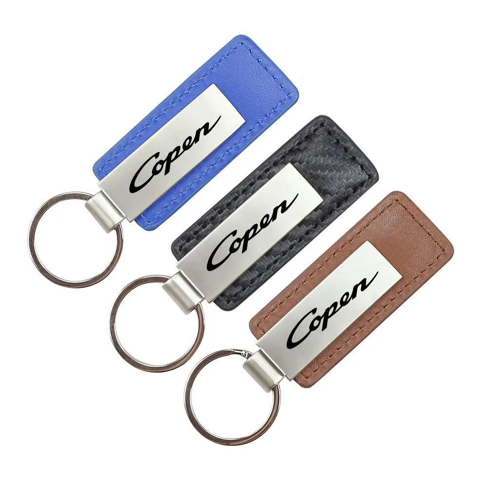 1Pcs Carbon Fiber Metal Leather Keychain For Daihatsu COPEN Robe COPEN XPLAY S Rode COPEN Cero COPEN GR*2 SPORT Car Accessories