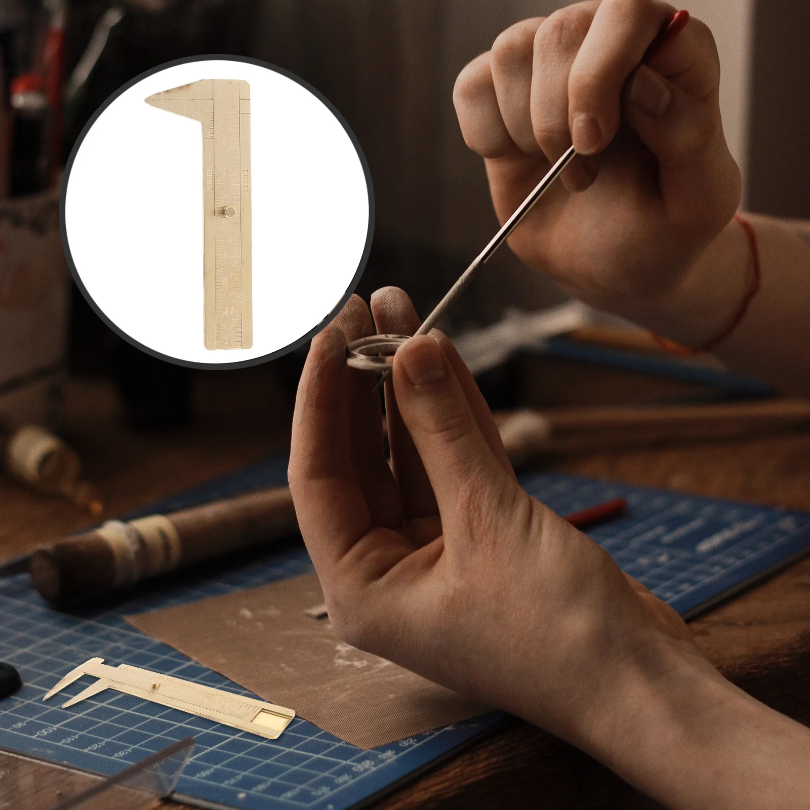 

Precision Copper Ring Gauge with Dual Scale Millimeter and Inch Measuring Ruler for Beads Rings Gemstones Jewelry Crafting Tool