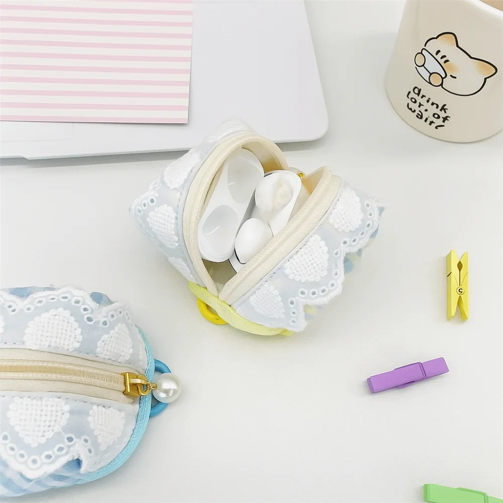 ポータブル多機能ミニ小銭入れレース素敵な小さな口紅バッグカードホルダージュエリー包装袋イヤホンバッグ毎日