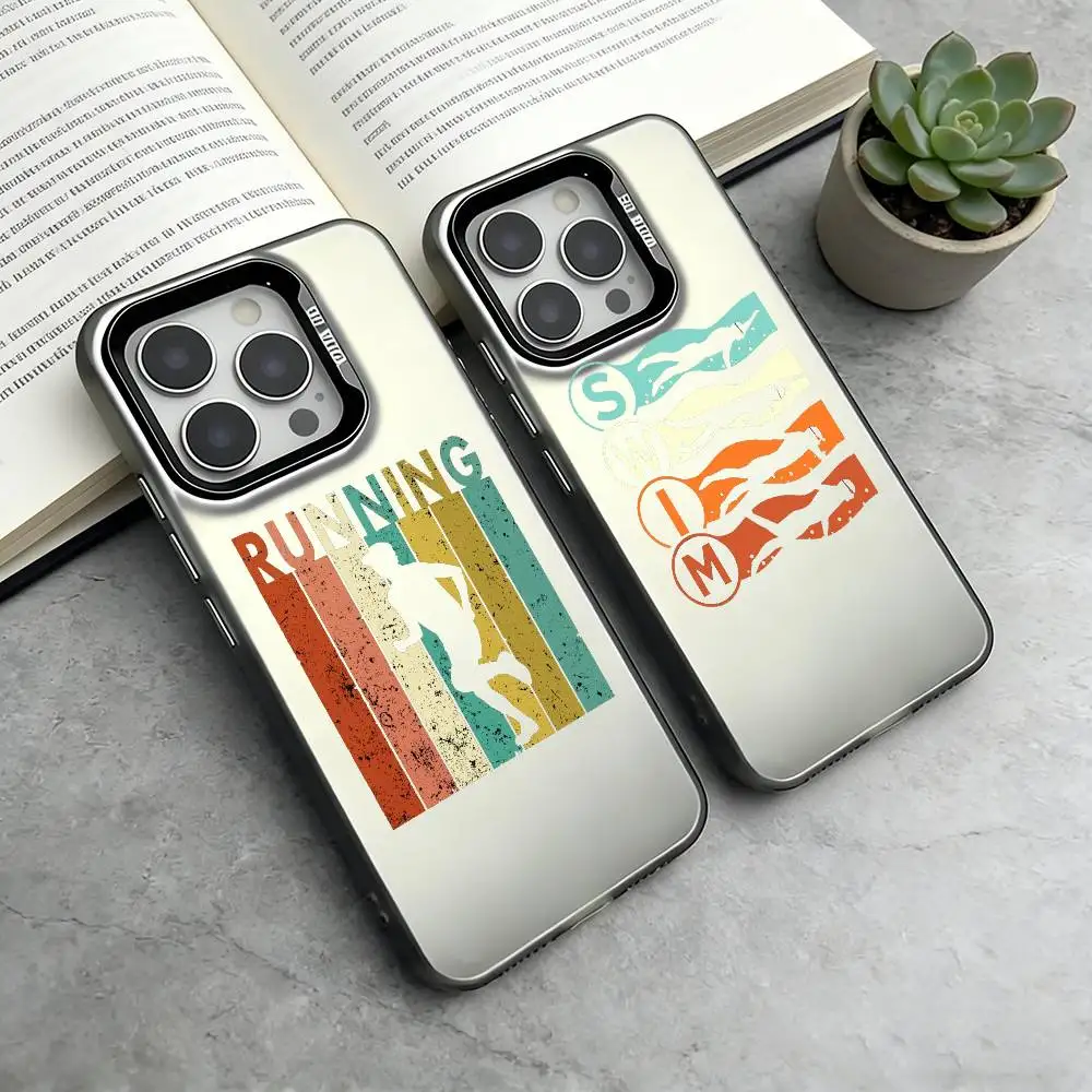 

Triathlon Swim Bike Run Tri Life Phone Case For iPhone 17,16,15,14,13,12,11 Plus,Pro Max,XS,Colorful Silver Black Cover