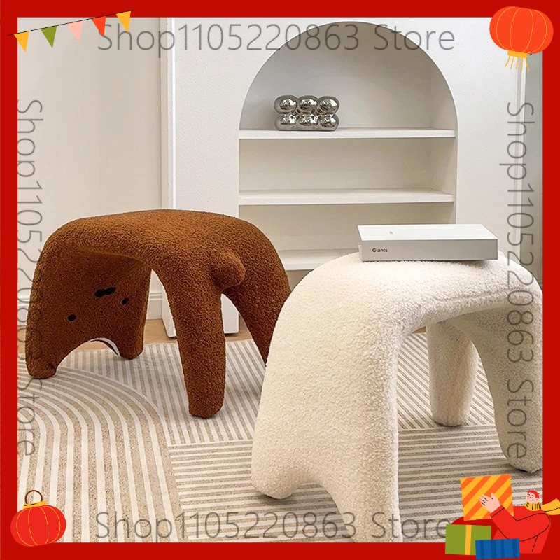 Cute cat wooden stool household door shoe stool entrance stool entrance sofa