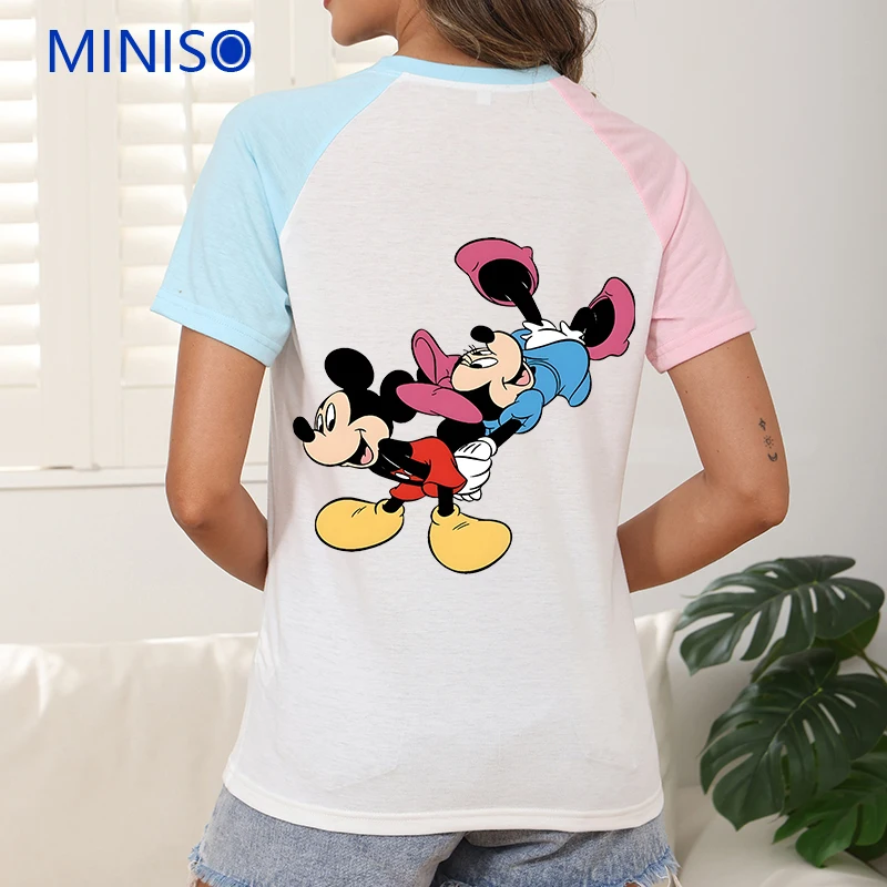 

Short Sleeve Tops Ladies Y2k t-Shirt Custom Personalized T-shirt Cartoon Clothes Trends Disney Mickey Minnie Tees Woman Clothing