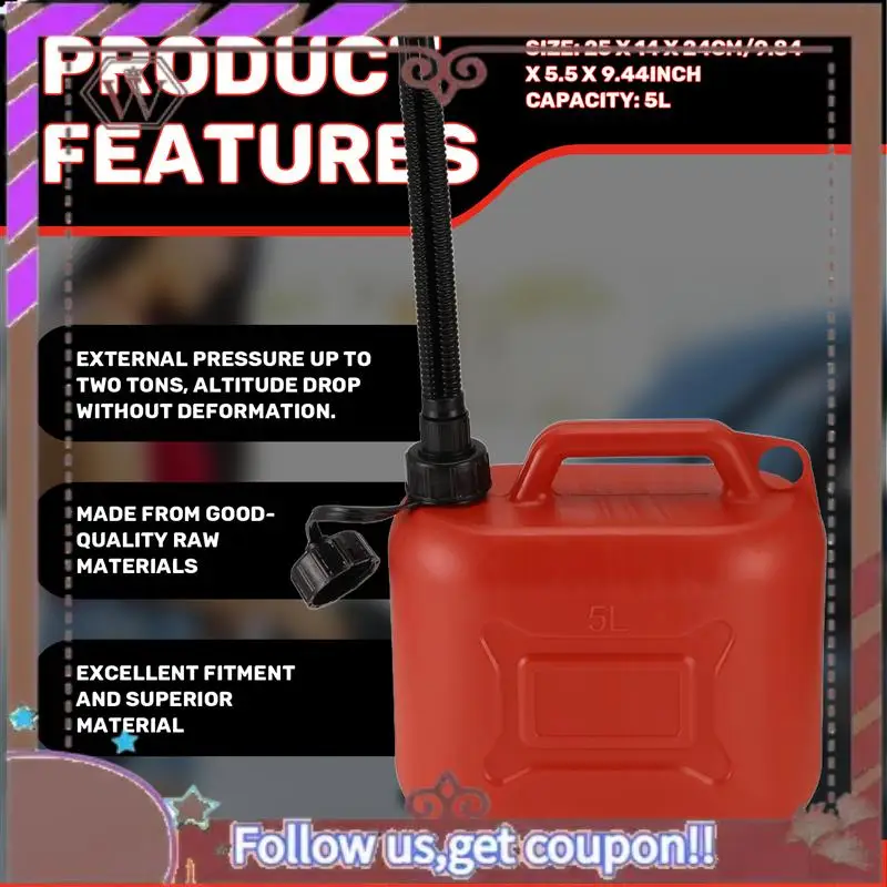 

A57E-5L автомобильный топливный бак, запасной пластиковый контейнер для бензина, газа, антистатический держатель топлива с трубкой для путешествий в автомобиле