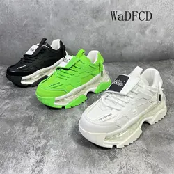 Chunky Sneaker Men Air Cushion Running Shoes Fashion Casual Microfiber Leather Fabric Breathable Height Increased Platform Shoes