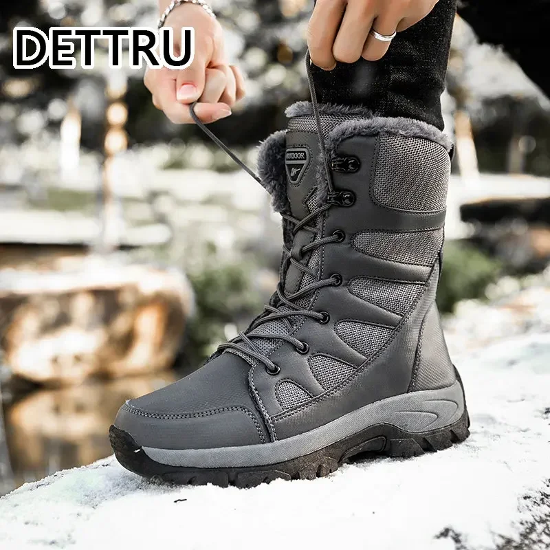 Brand Men Boots Winter Waterproof Snow Boots Unisex High Top Warm Outdoor Ankle Boots Male Casual Shoes Platform Boot