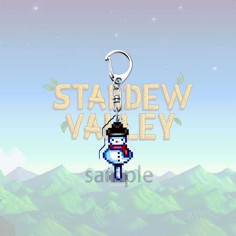 Stardew Valley فزاعة أرقام سلاسل المفاتيح للملحقات حقيبة Aiya القط الكلب الدجاج بكسل الهاتف حلية Keyrings مجوهرات الأصدقاء