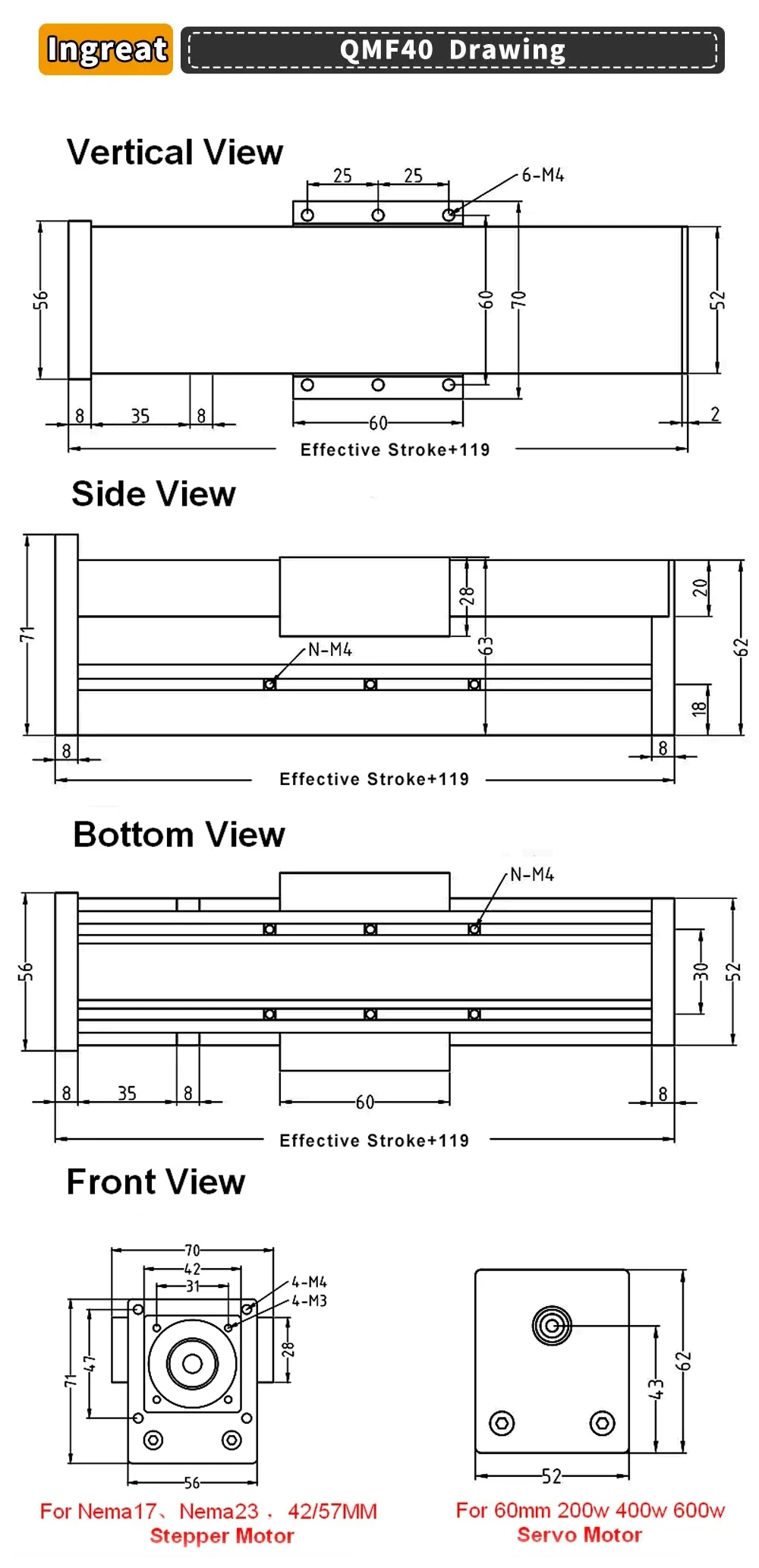 Imagem -06 - Cnc Totalmente Fechado Slide Tabela Guia Linear Stage Eixo Xyz Tradução Stage 52 mm Largura Módulo Sfu1204 Sfu1605 Sfu1610