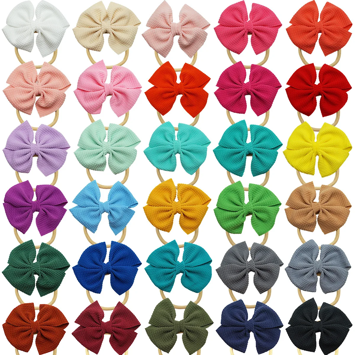 

Girls Bows Hair Ties Twill Ribbon Elastic Solid Color Bow Hair Rope Cute Bowknots Rubber Headband Ponytail Holder for Kids 10pcs