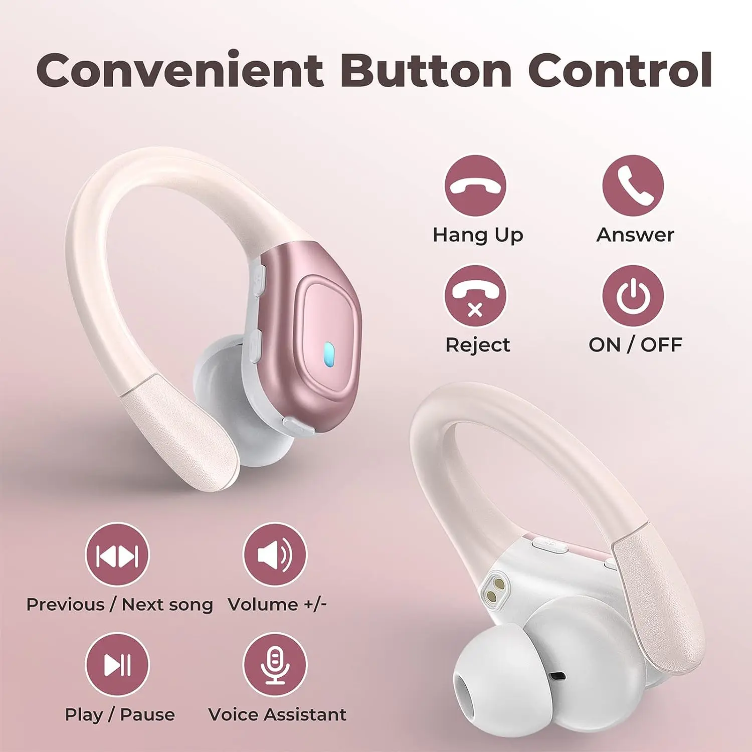 Bluetooth Earphones TWS Ear Hook Bluetooth Running Sports Stereo Buttons Control With Mic Wireless Headphones for iPhone Android