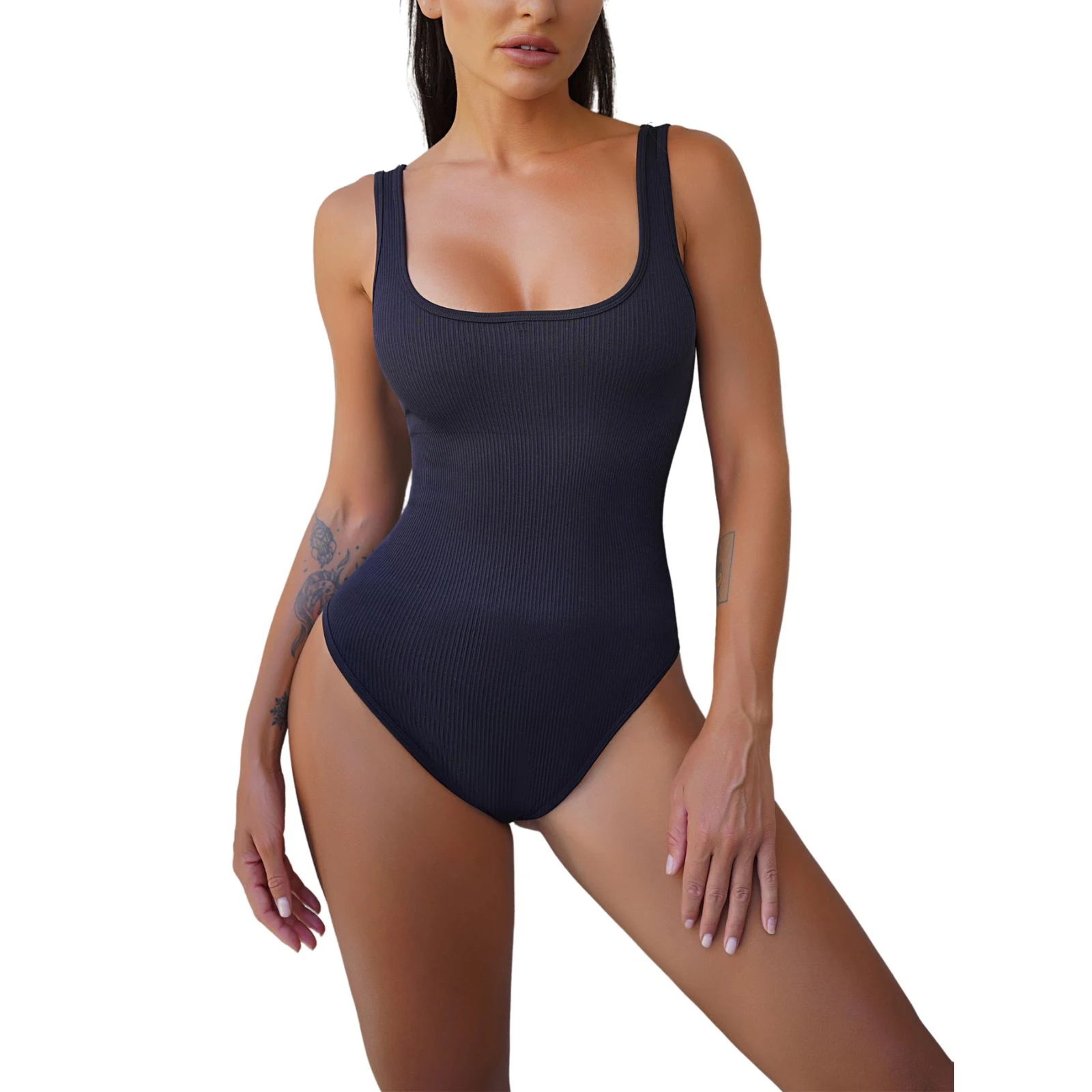 

Women Sleeveless Yoga Bodysuits Solid Color U-Neck Seamless Skinny Rompers Summer Casual Tops Sports Fitness Jumpsuits