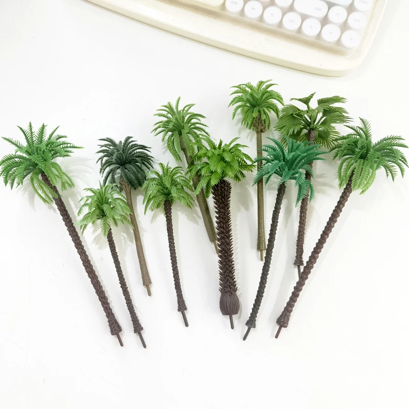 4-19cm set Landscape coconut tree model miniature Model palm coconut building sand table decoration scale train railroad layout