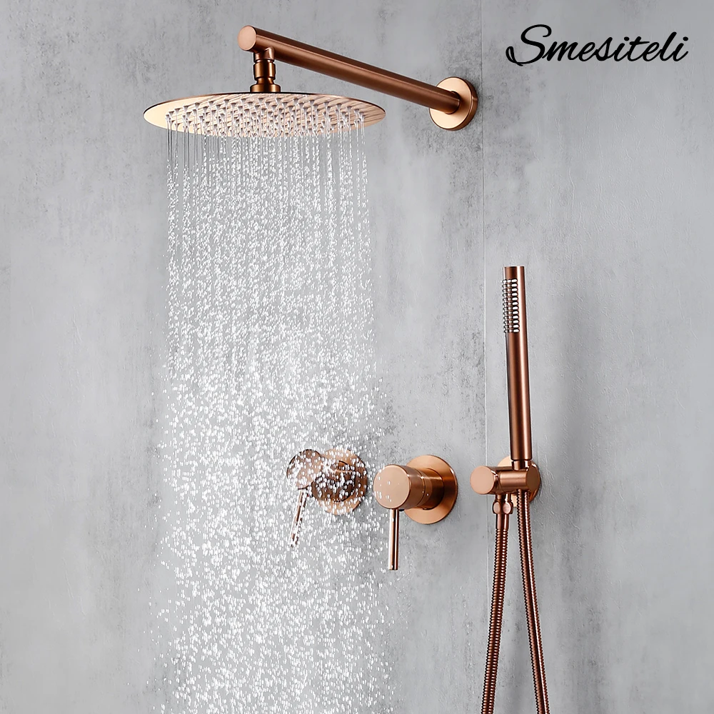 8/10/12 pouces ensemble de douche pluie or Rose mural salle de bain douche mitigeur robinet en laiton eau chaude et froide mitigeur