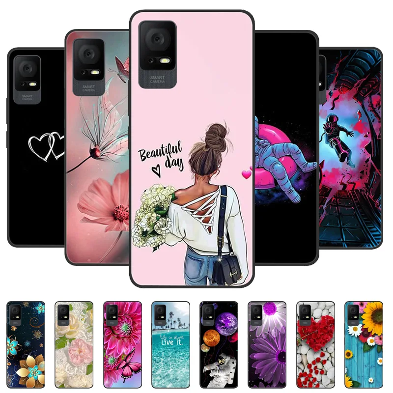 Para TCL 405 T506D funda 406 cubierta negra León Lobo fundas traseras suaves de silicona para TCL 408 406 405 TCL406 funda protectora para teléfono