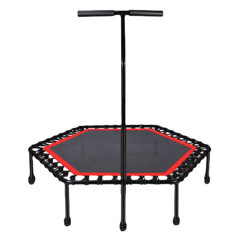 45 Inch Trampoline Hexagonal Armrest Indoor Home Trampoline Combination Adult Bungee Jumping Bed Portable Fitness Equipment