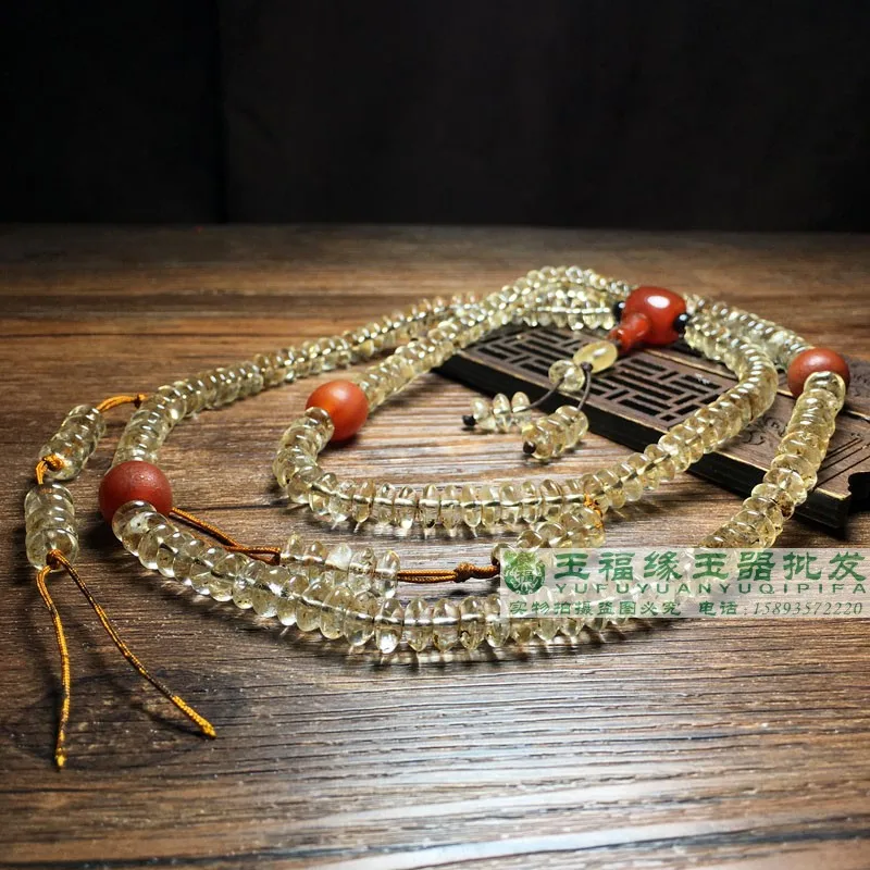 1pcs/lot West Asia Natural Crystal beads 108 hand string necklace Buddhist beads accessories Antique collection of old objects